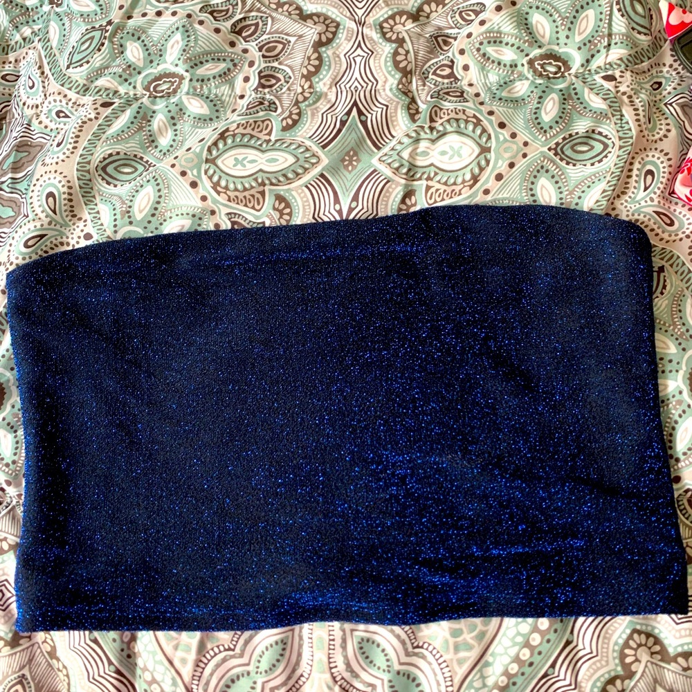 Royal blue glitter tube top crop top